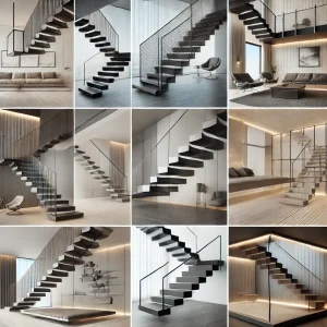 Escaleras metálicas flotantes