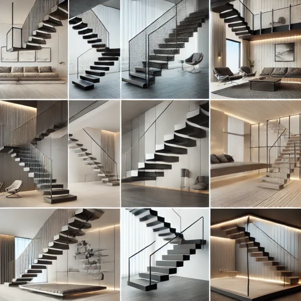 Escaleras metálicas flotantes